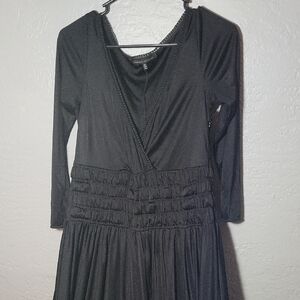 Alessandro Dell'Acqua Black Long-Sleeve V-Wrap Dress